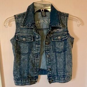 Denim Ed Hardy vest in kids 6x. Super cute!